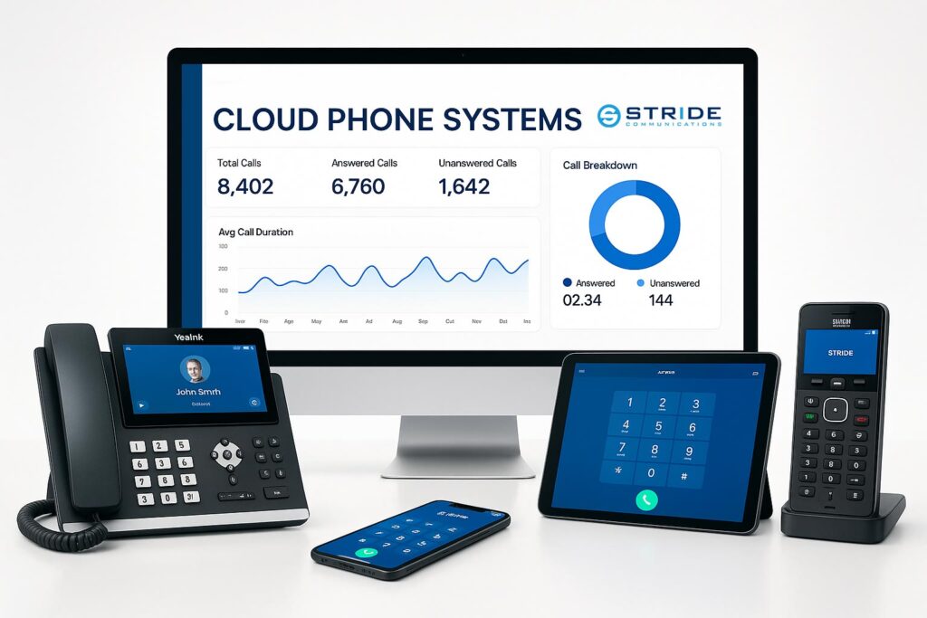 Cloud-hosted business phone system diagram