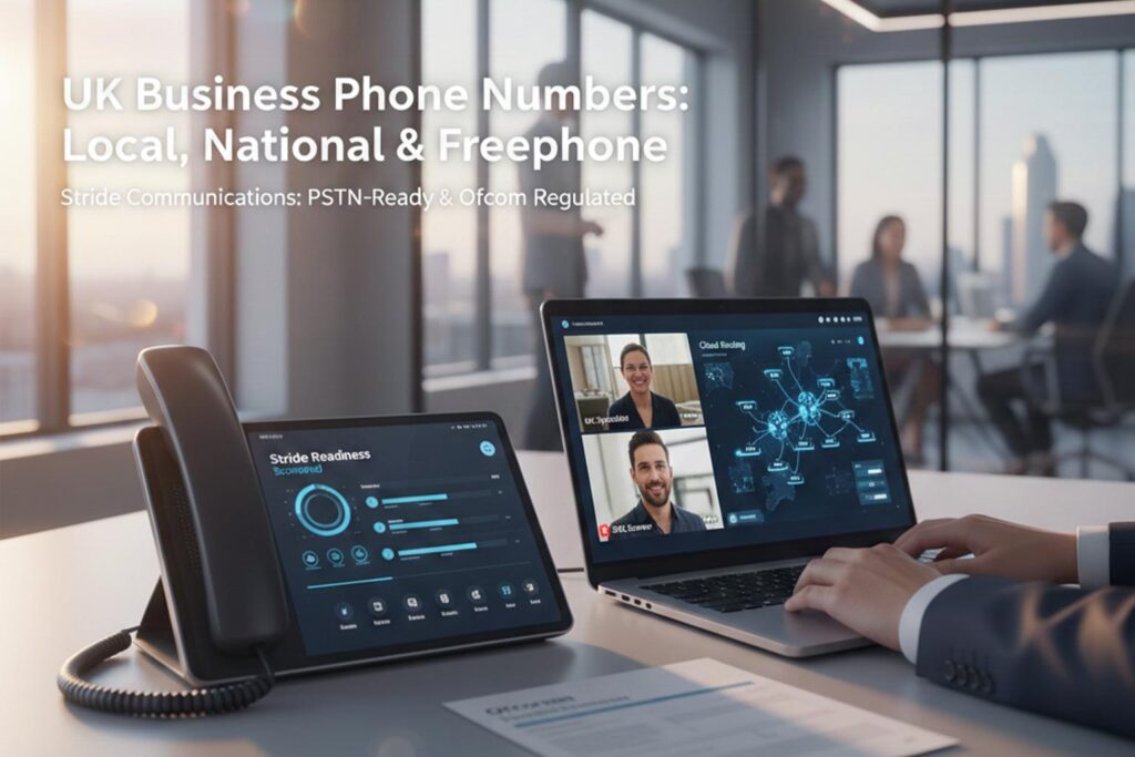 Professional UK business phone number setup and cloud routing configuration by Stride Communications specialists